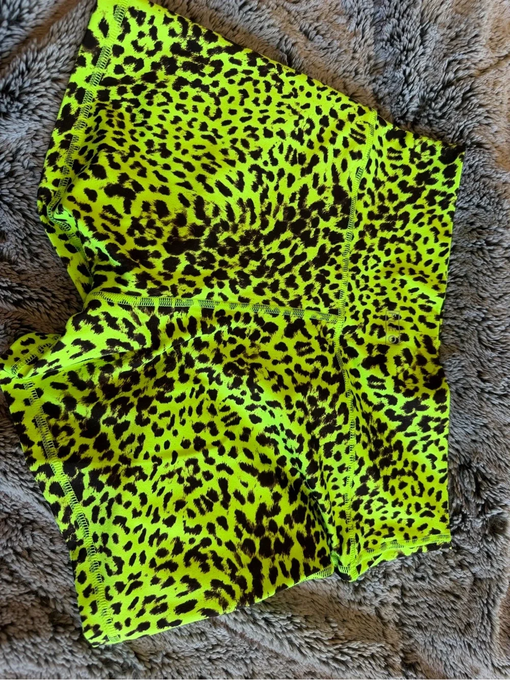 Fleo Neon Yellow and Black Leopard Athletic Shorts - Picture 2 of 3